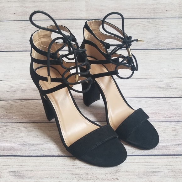 Charlotte Russe | NWT Black Sienna Lace Up Heels - Picture 3 of 9
